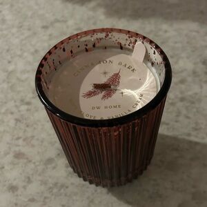 “New” DW Home Cinnamon Bark Candle - Deep Red Glass 18.9 oz